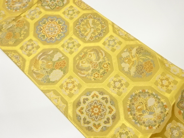 蜀江に華文・花鳥模様織出し袋帯